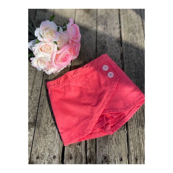 50s Style Pink Wrap Skort White Contrast Buttons Sz 24 Months - Picture 2 of 7